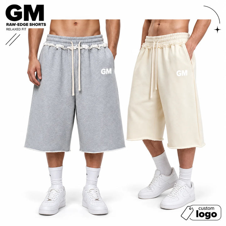 Washed Relaxed Wide Leg Cotton Knee Length Shorts Sample