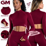 Half-Zip Long-Sleeve Yoga Crop Top Sample