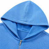 Vintage-Washed Waffle Knit Full-Zip Hoodie Sample