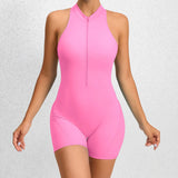 Zip-Front Stretch Yoga Jumpsuit Sample