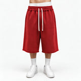 Washed Relaxed Wide Leg Cotton Knee Length Shorts Sample
