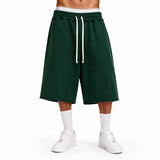 Washed Relaxed Wide Leg Cotton Knee Length Shorts Sample
