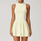 Sleeveless Zip-Front Yoga Skirt Jumpsuit Sample