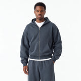 Relaxed Full-Zip Washed Poly Cotton Fleece Zip Hoodie Sample