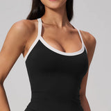 Two-Tone Open-Back Yoga Tank Top Sample