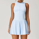 Sleeveless Zip-Front Yoga Skirt Jumpsuit Sample