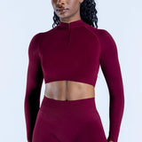 Half-Zip Long-Sleeve Yoga Crop Top Sample
