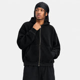 Vintage-Washed Waffle Knit Full-Zip Hoodie Sample