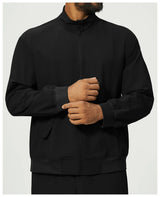 Stand Collar Full-Zip Recycled Nylon Spandex Bomber Jacket Sample