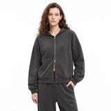 Relaxed Full-Zip Washed Poly Cotton Fleece Zip Hoodie Sample