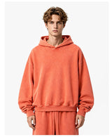Relaxed Washed Poly Cotton Fleece Pullover Hoodie Sample