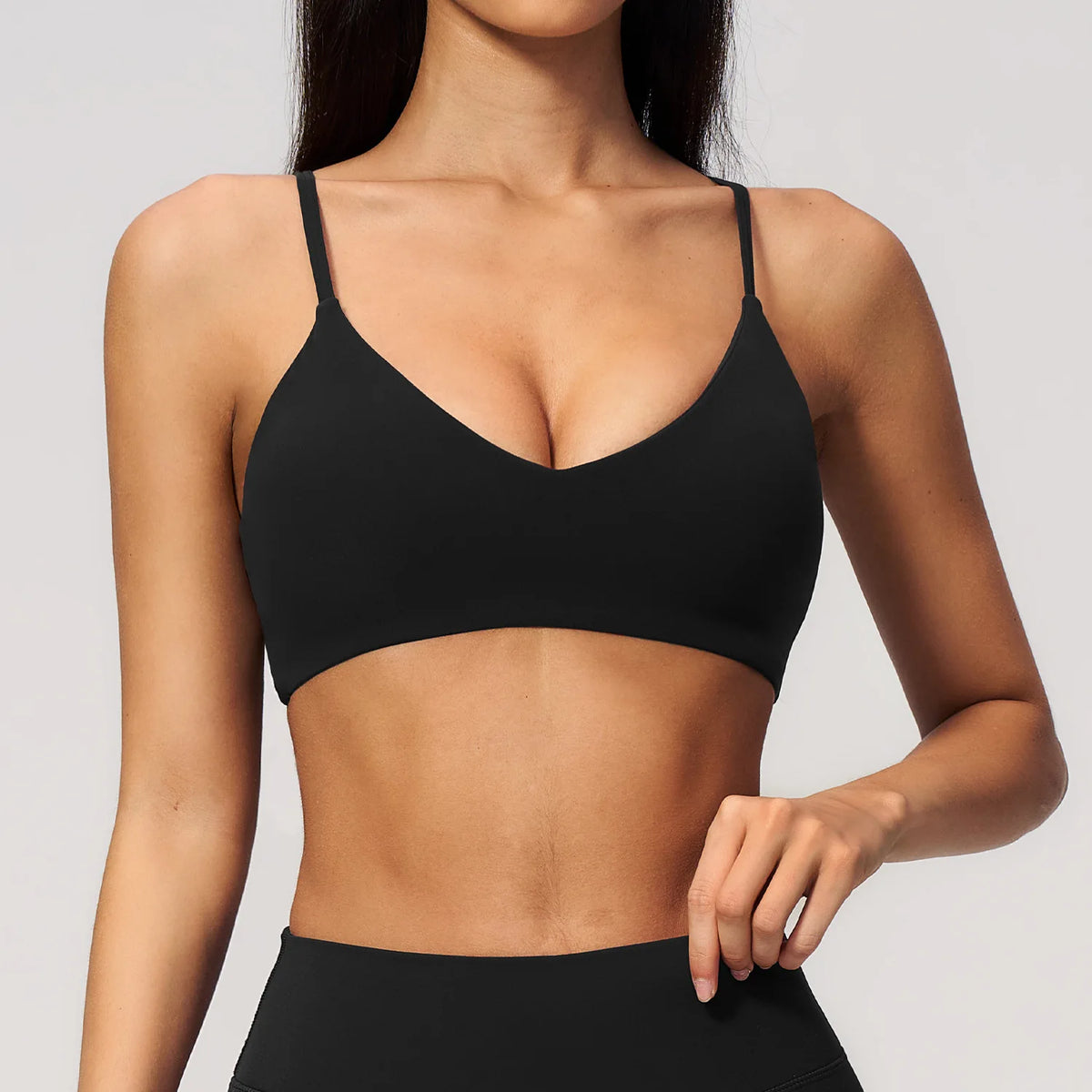 V-Neck Padded Adjustable-Strap Sports Bra Sample