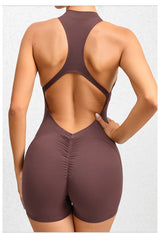 Zip-Front Stretch Yoga Jumpsuit Sample