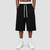 Washed Relaxed Wide Leg Cotton Knee Length Shorts Sample