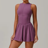 Sleeveless Zip-Front Yoga Skirt Jumpsuit Sample