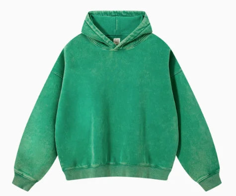 Relaxed Washed Poly Cotton Fleece Pullover Hoodie Sample