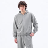 Relaxed Full-Zip Washed Poly Cotton Fleece Zip Hoodie Sample