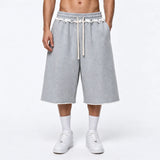Washed Relaxed Wide Leg Cotton Knee Length Shorts Sample