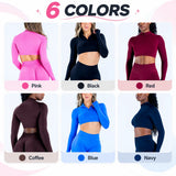 Half-Zip Long-Sleeve Yoga Crop Top Sample
