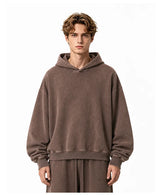 Relaxed Washed Poly Cotton Fleece Pullover Hoodie Sample