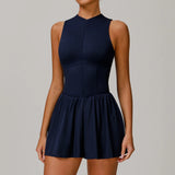 Sleeveless Zip-Front Yoga Skirt Jumpsuit Sample