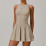 Sleeveless Zip-Front Yoga Skirt Jumpsuit Sample