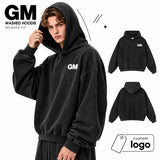Relaxed Washed Poly Cotton Fleece Pullover Hoodie Sample