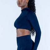 Half-Zip Long-Sleeve Yoga Crop Top Sample