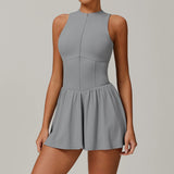 Sleeveless Zip-Front Yoga Skirt Jumpsuit Sample