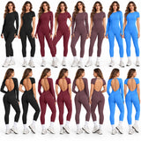 Seamless Open Back Long Sleeve Thumb Hole Yoga Jumpsuit Sample
