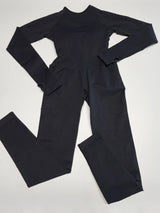 Seamless Open Back Long Sleeve Thumb Hole Yoga Jumpsuit Sample