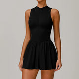 Sleeveless Zip-Front Yoga Skirt Jumpsuit Sample
