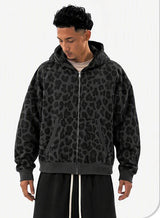 Leopard-Print Full-Zip Fleece Hoodie Sample