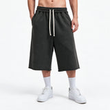 Washed Relaxed Wide Leg Cotton Knee Length Shorts Sample