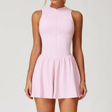 Sleeveless Zip-Front Yoga Skirt Jumpsuit Sample