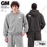 Relaxed Full-Zip Washed Poly Cotton Fleece Zip Hoodie Sample