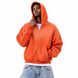 Washed Paint-Splatter Zip-Up Fleece Hoodie Sample
