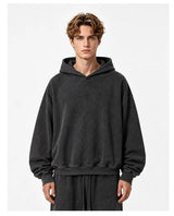 Relaxed Washed Poly Cotton Fleece Pullover Hoodie Sample