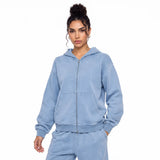 Relaxed Full-Zip Washed Poly Cotton Fleece Zip Hoodie Sample