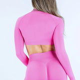 Half-Zip Long-Sleeve Yoga Crop Top Sample