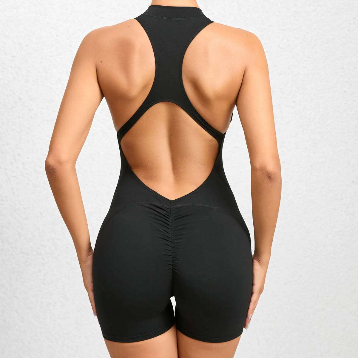 Zip-Front Stretch Yoga Jumpsuit Sample