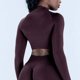 Half-Zip Long-Sleeve Yoga Crop Top Sample