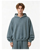 Relaxed Washed Poly Cotton Fleece Pullover Hoodie Sample