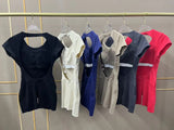 Short-Sleeve Open-Back Yoga Jumpsuit Sample