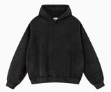 Relaxed Washed Poly Cotton Fleece Pullover Hoodie Sample