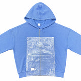 Vintage-Washed Waffle Knit Full-Zip Hoodie Sample