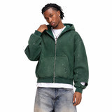Washed Paint-Splatter Zip-Up Fleece Hoodie Sample