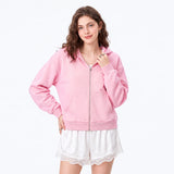Relaxed Full-Zip Washed Poly Cotton Fleece Zip Hoodie Sample